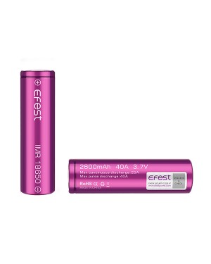 Efest  18650 2600mAH 40A with Plastic case rechargeable battery (Max Continuous Discharge rate 25A)
