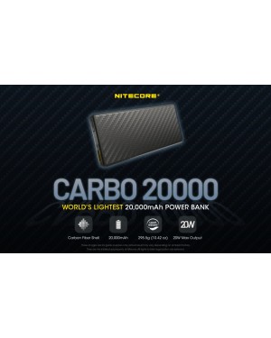 NITECORE CARBO 20000 Ultra Lightweight Carbon Fibre 20,000mAh Power Bank