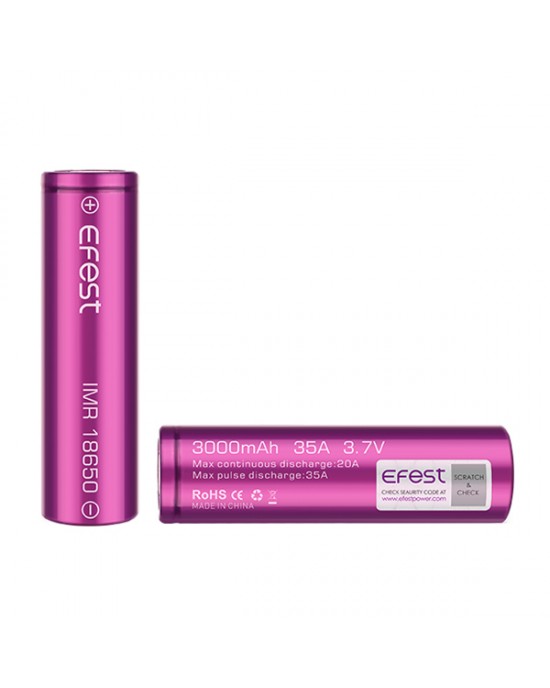 Efest  18650 3000mAH 35A  with Plastic case rechargeable battery (Max Continuous Discharge rate 20A)